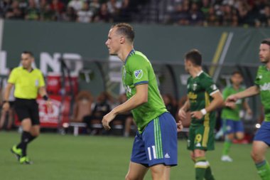 Oregon, Amerika Birleşik Devletleri - 23 Ağustos 2019 : Brad Smith defans oyuncusu Seattle Sounders Fc Portland Providence Park'ta
