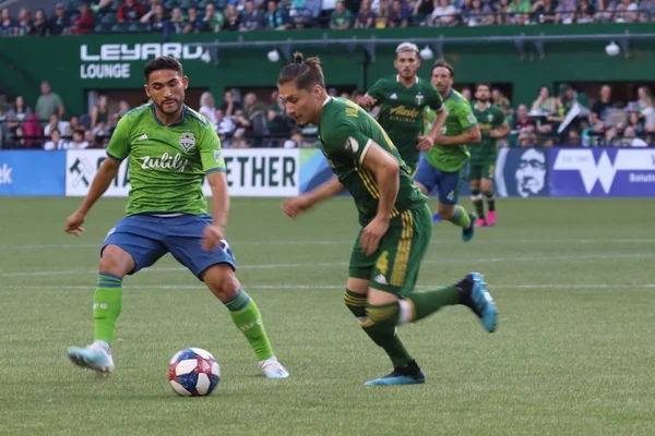Oregon, Amerika Birleşik Devletleri - 23 Ağustos 2019 : Portland Timbers için Jorge Villafana defans Portland Providence Park'ta 