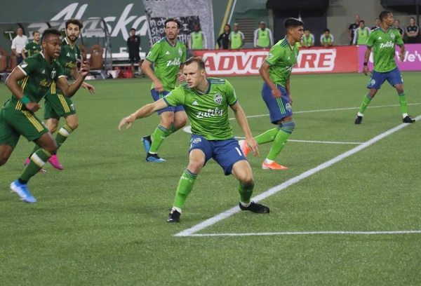 Oregon, Amerika Birleşik Devletleri - 23 Ağustos 2019 : Brad Smith defans oyuncusu Seattle Sounders Fc Portland Providence Park'ta