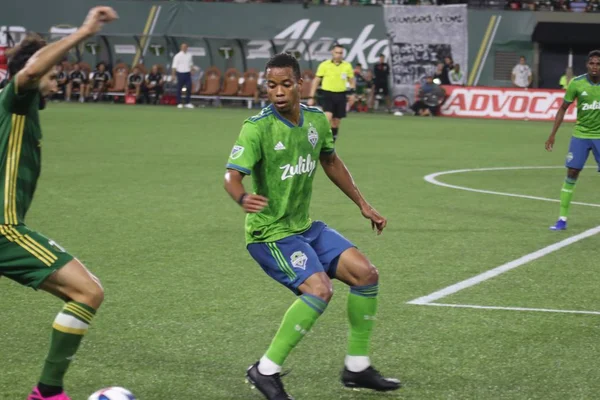 Oregon, Amerika Birleşik Devletleri - 23 Ağustos 2019 :Jordy Delem orta saha oyuncusu Seattle Sounders Fc Portland Providence Park'ta