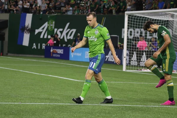 Oregon, Amerika Birleşik Devletleri - 23 Ağustos 2019 : Brad Smith defans oyuncusu Seattle Sounders Fc Portland Providence Park'ta