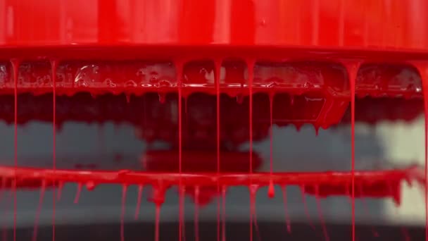 Making industrial paint. Pouring and mixing paint. Process of paint production. Close-up shot. — Stock Video