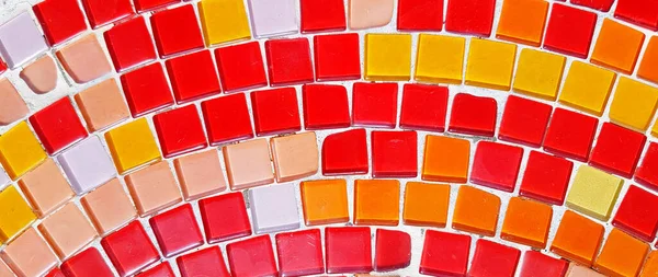 Kleurrijk Aan Rood Roze Oranje Wit Mozaïek Tegelvloer Muur Voor — Stockfoto
