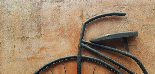 Big Black Retro Steel Bicycle Wheel Handle Seat Ride Isolated — Stock Photo, Image
