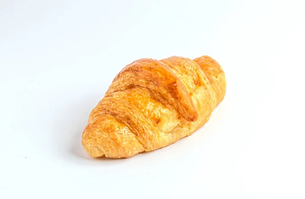 Croissant Recién Horneado Sobre Fondo Blanco —  Fotos de Stock