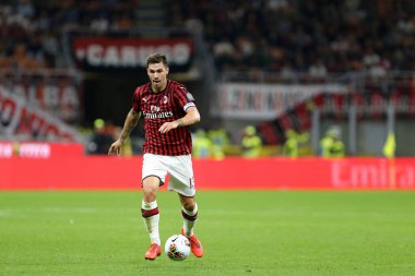Milano, İtalya. 29 Eylül 2019. İtalyan Serie A. Ac Milan Acf Fiorentinia 'ya karşı. Ac Milan' dan Alessio Romagnoli.  .