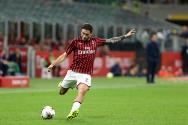 Milano, İtalya. 29 Eylül 2019. İtalyan Serie A. Ac Milan Acf Fiorentinia 'ya karşı. Milan' dan Davide Calabria görev başında.  .