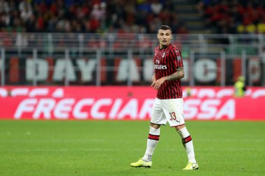 Milano, İtalya. 29 Eylül 2019. İtalyan Serisi A. Ac Milan Acf Fiorentinia 'ya karşı. Milan' dan Rade Krunic.  .