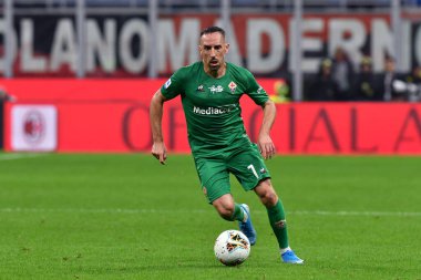Milano, İtalya. 29 Eylül 2019. İtalyan Serisi A. Ac Milan Acf Fiorentinia 'ya karşı. Ac Fiorentina' nın Franck Ribery 'si iş başında.  .