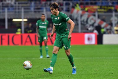 Milano, İtalya. 29 Eylül 2019. İtalyan Serie A. Ac Milan Acf Fiorentinia 'ya karşı. Ac Fiorentina' dan Federico Chiesa görev başında.  .