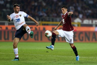 Torino, İtalya - 16 Eylül 2019. İtalyan Serie A. Torino Fc Torino FC 'den Lecce. Daniele Baselli' ye karşı.   .