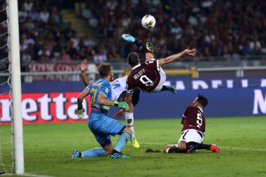 Torino, İtalya - 16 Eylül 2019. İtalyan Serie A. Torino Fc Torino FC 'den Lecce .Andrea Belotti' ye karşı.   .