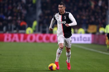 Torino, İtalya. 22 Ocak 2020. Coppa Italia 'da. Juventus Fc Roma 'ya karşı. Juventus FC 'den Cristiano Ronaldo iş başında. .