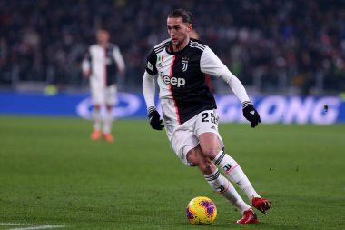 Torino, İtalya. 22 Ocak 2020. Coppa Italia 'da. Juventus Fc Roma 'ya karşı. Juventus FC 'den Adrien Rabiot iş başında .