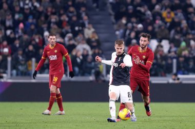 Torino, İtalya. 22 Ocak 2020. Coppa Italia 'da. Juventus Fc Roma 'ya karşı. Juventus FC 'den Aaron Ramsey iş başında. .