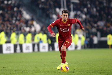 Torino, İtalya. 22 Ocak 2020. Coppa Italia 'da. Juventus Fc Roma 'ya karşı. Cengiz Roman Olarak Eylem Altında .