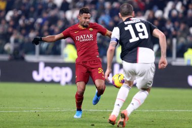 Torino, İtalya. 22 Ocak 2020. Coppa Italia 'da. Juventus Fc Roma 'ya karşı. Romanlardan Bruno Peres iş başında .