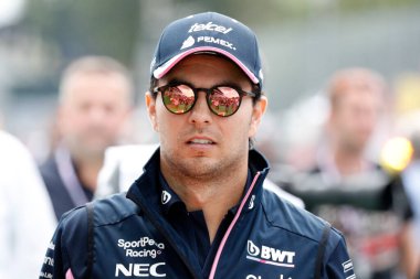 Monza, İtalya. 6-8 Eylül 2019. İtalya Formula 1 Grand Prix 'si. SportPesa Yarış Noktası F1 takımından Sergio Perez İtalya Formula 1 Grand Prix 'sinde