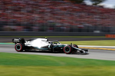 Monza, İtalya. 6-8 Eylül 2019. İtalya Formula 1 Grand Prix 'si. İtalya 'nın Formula 1 Grand Prix' si sırasında Mercedes AMG Petronas Motorsport 'tan Valtteri Bottas
