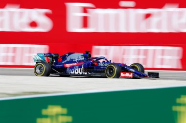 Monza, İtalya. 6-8 Eylül 2019. İtalya Formula 1 Grand Prix 'si. Red Bull 'dan Daniil Kvjat Toro Rosso Honda İtalya' nın Formula 1 Grand Prix 'sinde piste çıkıyor.