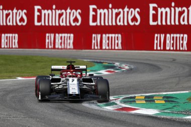 Monza, İtalya. 6-8 Eylül 2019. İtalya Formula 1 Grand Prix 'si. İtalya Formula 1 Grand Prix 'sinde Alfa Romeo Yarışı' ndan Kimi Raikkonen