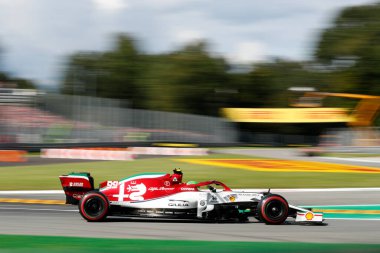 Monza, İtalya. 6-8 Eylül 2019. İtalya Formula 1 Grand Prix 'si. İtalya F1 Grand Prix elemeleri sırasında Alfa Romeo Yarışı 'ndan Antonio Giovinazzi