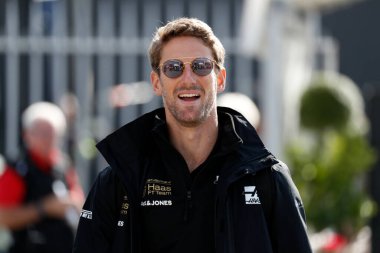 Monza, İtalya. 6-8 Eylül 2019. İtalya Formula 1 Grand Prix 'si. Zengin Enerji Haas F1 takımından Romain Grosjean İtalya 'nın F1 Grand Prix' si sırasında çayırda