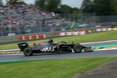 Monza, İtalya. 6-8 Eylül 2019. İtalya Formula 1 Grand Prix 'si. Rich Energy Haas F1 takımından Kevin Magnussen İtalya F1 Grand Prix antrenmanı sırasında pistte.