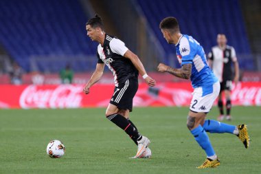 Roma. İtalya. 17 Haziran 2020. İtalya Kupası Finali. Ssc Napoli, Juventus Fc 'ye karşı. Juventus FC 'den Cristiano Ronaldo iş başında. .   