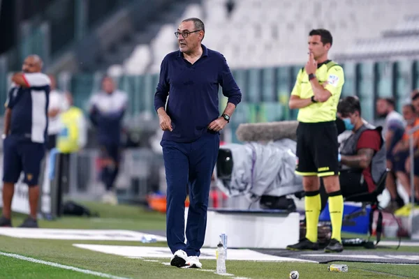 Torino Italië Juni 2020 Italiaanse Serie Juventus Lecce Maurizio Sarri — Stockfoto