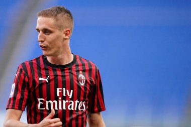 Milano (İtalya) 28 Haziran 2020. Ac Milan 'dan Andrea Conti, Ac Milan ile As Roma arasında oynanan Serie A karşılaşmasında. 