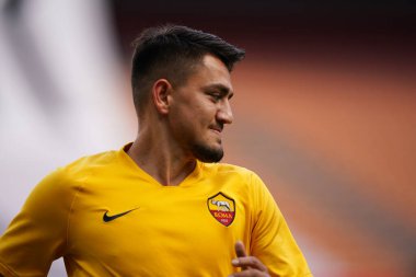 Milano (İtalya) 28 Haziran 2020. Ac Milan ile As Romanlar arasında oynanan Serie A karşılaşmasında, Roma Altında Cengiz.