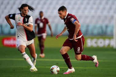 Torino, İtalya. 4 Temmuz 2020. İtalya Futbol Ligi Serisi A. Juventus Fc Torino Fc 'ye karşı. Torino FC 'den Andrea Belotti.     