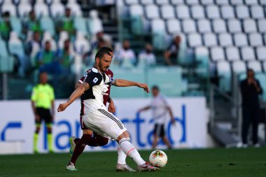 Torino, İtalya. 4 Temmuz 2020. İtalya Futbol Ligi Serisi A. Juventus Fc Torino Fc 'ye karşı. Juventus FC 'den Leonardo Bonucci     
