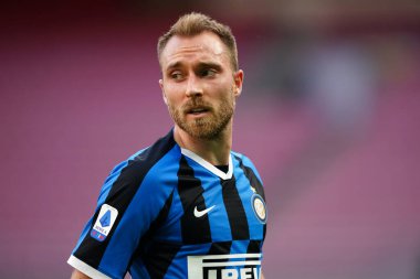 Milano, İtalya. 05 Temmuz 2020. FC Internazionale ile Bologna Calcio arasında oynanan Serie A karşılaşmasında FC Internazionale 'den İtalyan futbolcu Serie A. Christian Eriksen.