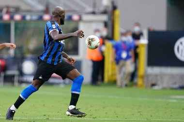 Milano, İtalya. 05 Temmuz 2020. FC Internazionale ile Bologna Calcio arasında oynanan Serie A maçı sırasında FC Internazionale takımından İtalyan futbolcu Serie A. Romelu Lukaku.