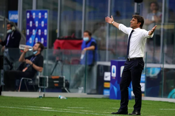 Milano Itálie Července2020 Italský Fotbal Serie Antonio Conte Trenér Internazionale — Stock fotografie