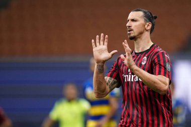 Milano, (İtalya). 15 Temmuz 2020. İtalyan Serisi A. Ac Milan, Parma Calcio 'ya karşı. Ac Milan 'dan Zlatan Ibrahimoviç    . 