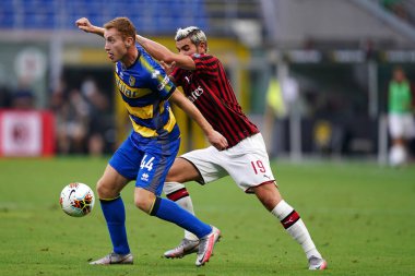 Milano, (İtalya). 15 Temmuz 2020. İtalyan Serisi A. Ac Milan, Parma Calcio 'ya karşı. Parma Calcio 'dan Dejan Kulusevski  .
