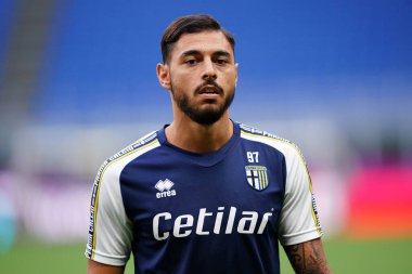 Milano, (İtalya). 15 Temmuz 2020. İtalyan Serisi A. Ac Milan, Parma Calcio 'ya karşı. Parma Calcio 'dan Giuseppe Pezzella  .