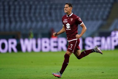 Torino, (İtalyanca). 16 Temmuz 2020. İtalyan Futbol Serisi A. Torino Fc, Genoa Cfc 'ye karşı. Torino FC 'den Sasa Lukiç gol attıktan sonra kutlama yaptı  . 