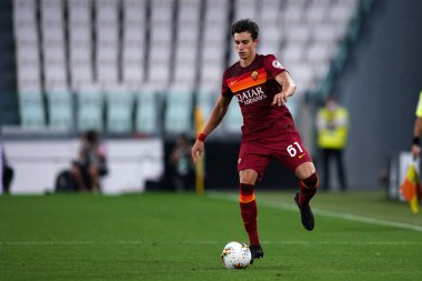 Torino (İtalya) 01 Ağustos 2020. İtalyan Serisi A. Juventus Fc Roma 'ya karşı. Roma 'dan Riccardo Calafiori.