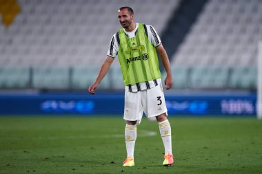Torino (İtalya) 01 Ağustos 2020. İtalyan Serisi A. Juventus Fc Roma 'ya karşı. Juventus FC 'den Giorgio Chiellini .   