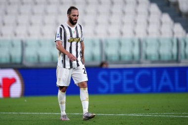 Torino (İtalya) 01 Ağustos 2020. İtalyan Serisi A. Juventus Fc Roma 'ya karşı. Juventus FC 'den Gonzalo Higuain .   