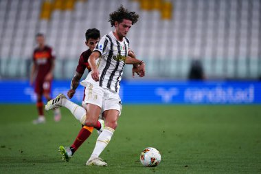 Torino (İtalya) 01 Ağustos 2020. İtalyan Serisi A. Juventus Fc Roma 'ya karşı. Juventus FC 'den Adrien Rabiot .   