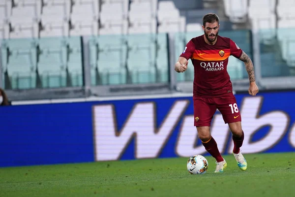 Torino Włochy Sierpnia 2020 Włoski Serie Juventus Roma Davide Santon — Zdjęcie stockowe