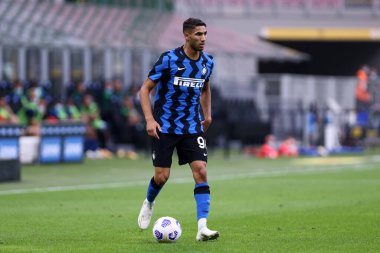 Milano, İtalya. 19 Eylül 2020. Dostça bir maç. Fc Internazionale, Pisa Uc 'a karşı. FC Internazionale 'den Achraf Hakimi, FC Internazionale ve Pisa Sc arasında oynanan dostluk maçı sırasında.