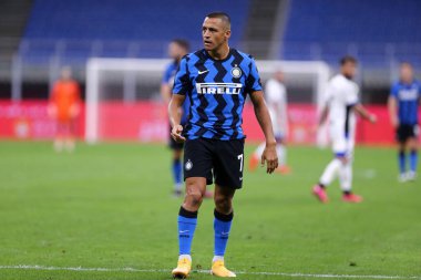 Milano, İtalya. 19 Eylül 2020. Dostça bir maç. Fc Internazionale, Pisa Uc 'a karşı. FC Internazionale 'den Alexis Sanchez FC Internazionale ve Pisa Sc arasındaki dostluk maçı sırasında.