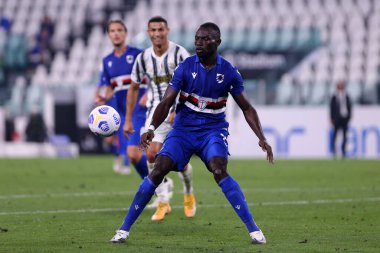 Torino, İtalya. 20 Eylül 2020. Serie A maçında Uc Sampdoria takımından İtalyan Serie A. Omar Colley ile Juventus Fc ve Uc Sampdoria arasında oynanan karşılaşmada.   