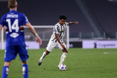 Torino, İtalya. 20 Eylül 2020. Juventus FC 'den İtalyan Serie A. Weston McKennie, Juventus Fc ve Uc Sampdoria arasında oynanan Serie A maçı sırasında hareket halindedir..   